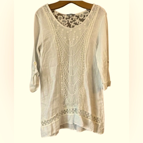 STELLA ROSA Women’s 100% Linen Tunic Top Size 1X Pink Made In Italy Lightweight - Picture 1 of 10